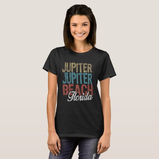 T-shirt JUPITER BEACH Florida HIBISCUS & SCRIPT Three Tone (Devant entier)