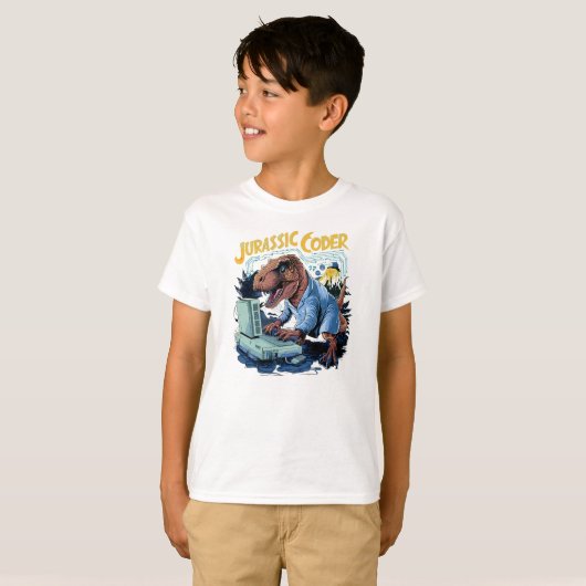 T-shirt Jurassic Coder - Genius de programmation préhistor (Devant entier)