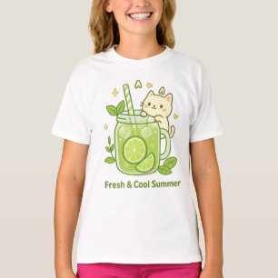 T-shirt Jus de citron vert frais et chat mignon Kawaii Des