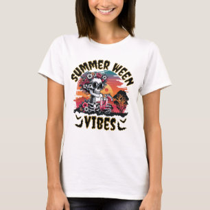 T-shirt Jus de pastèque squelette floral Sunset Summerween