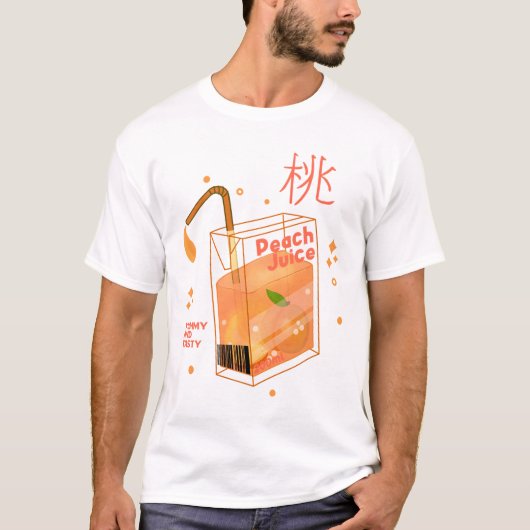 T-shirt Jus de pêche Kawaii (Devant)