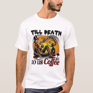 T-shirt Jusqu'à la mort Do us Café Squelette avec chat