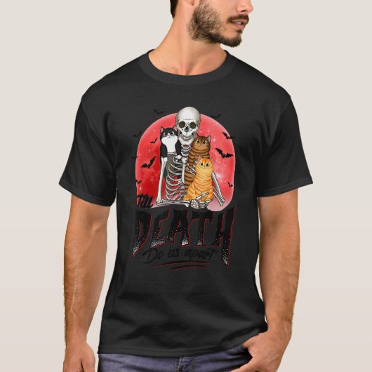 T-shirt Jusqu'à la mort Ne nous séparez pas Skeleton Cat (Devant)