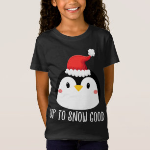 T-Shirt Jusqu'à la neige bonne visage Penguin Père Noël mi
