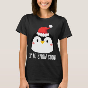 T-shirt Jusqu'à la neige bonne visage Penguin Père Noël mi