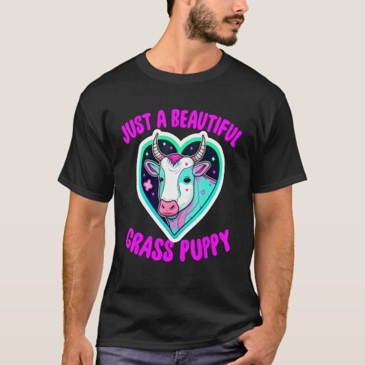T-shirt Just A Beautiful Grass Puppy - Dairy Farm Milk Cow (Devant)