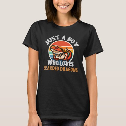 T-shirt Just A Boy Who Loves Bearded Dragon Lizard Reptil (Devant)