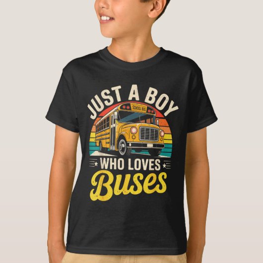 T-shirt Just A Boy Who Loves Buses School Bus Driver Costu (Devant)