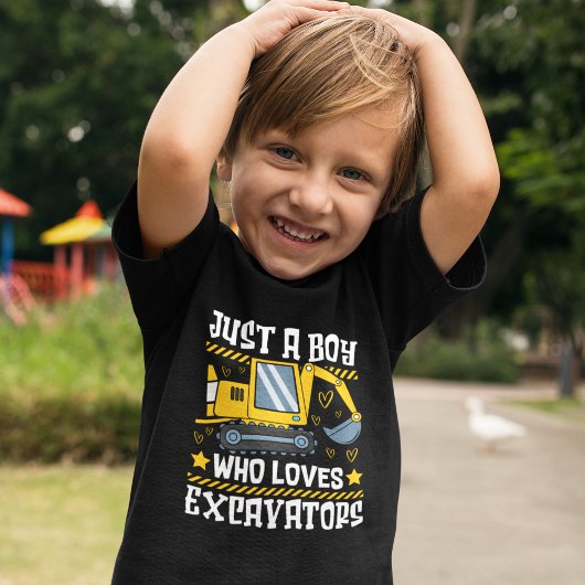 T-shirt Just a Boy Who Loves Excavators –Kids Construction