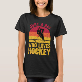 T-shirt Just A Boy Who Loves Hockey Funny Ice Hockey Frisb