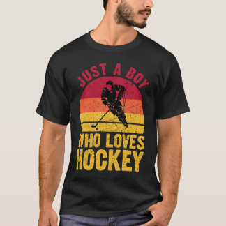T-shirt Just A Boy Who Loves Hockey Funny Ice Hockey Frisb