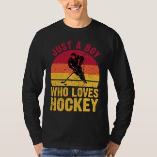 T-shirt Just A Boy Who Loves Hockey Funny Ice Hockey Frisb
