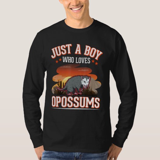 T-shirt Just a boy who loves Opossums Possum Trash Cat (Devant)