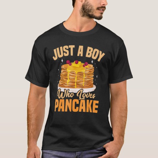 T-shirt Just A Boy Who Loves Pancake Pancake Day Foodie Fl (Devant)