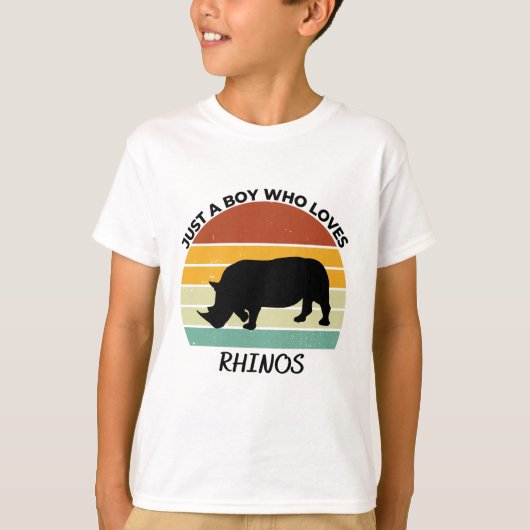 T-shirt Just a boy who loves rhinos (Devant)