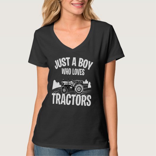 T-shirt Just a Boy Who Loves Tractors 1 (Devant)