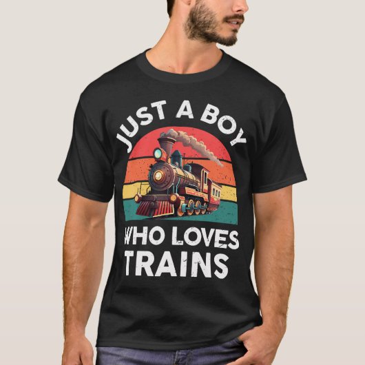 T-shirt Just A Boy Who Loves Trains Funny Train Lover Todd (Devant)