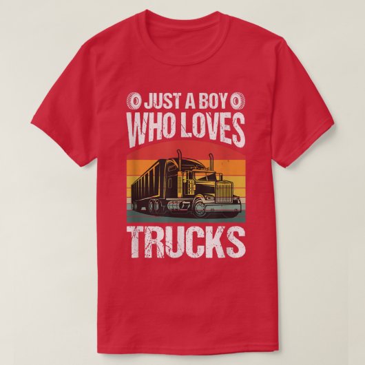 T-shirt Just a Boy Who Loves Trucks Funny  (Design devant)