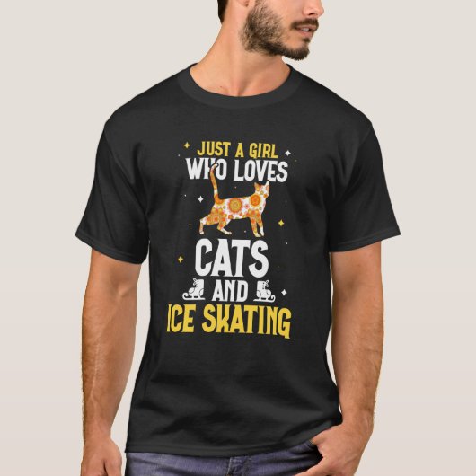 T-shirt Just a girl who loves cats and ice skating Figure (Devant)