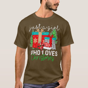 T-shirt Just a Girl Who Loves Christmas Xmas Holiday Pajam