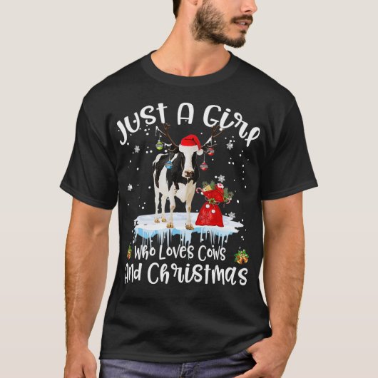 T-shirt Just A Girl Who Loves Cows and Christmas Ugly Swea (Devant)