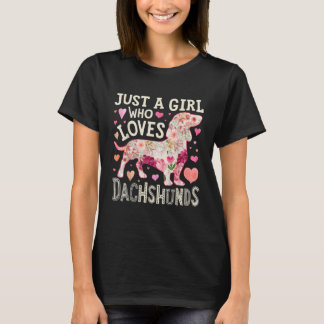 T-shirt Just A Girl Who Loves Dachshunds Dog Silhouette