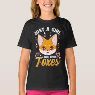 T-shirt Just A Girl Who Loves Foxes Kids Girls Cute Fox