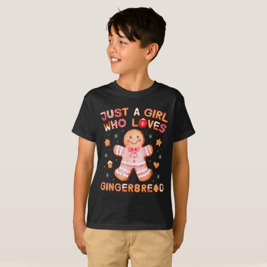 T-shirt Just A Girl Who Loves Gingerbread Man Funny Christ (Devant entier)