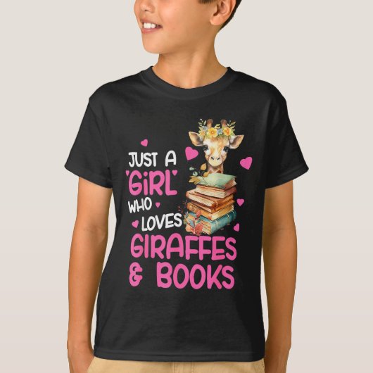 T-shirt Just A Girl Who Loves Giraffes And Books Cute Read (Devant)
