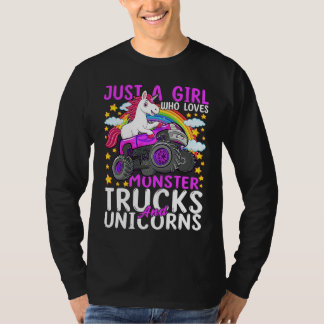 T-shirt Just A Girl Who Loves Monster Trucks And Unicorns 