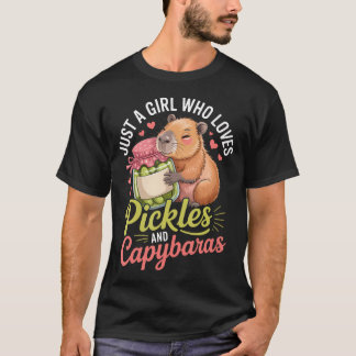 T-shirt Just A Girl Who Loves Pickles And Capybaras Funny 