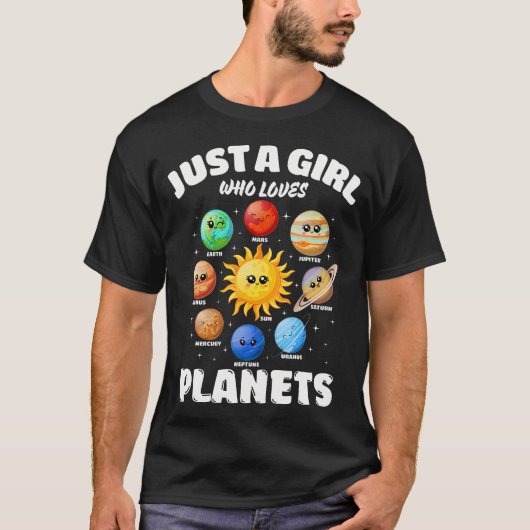 T-shirt Just A Girl Who Loves Planets Solar Space Science  (Devant)
