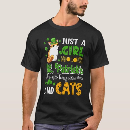 T-shirt Just A Girl Who Loves St.Patrick's Day And Cats Sh (Devant)