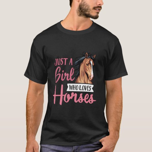 T-shirt Just A Who Loves Horses Horseback Riding Lesson (Devant)