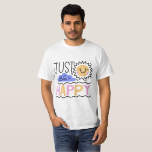 T-Shirt "Just Be Happy" avec visage Smiley Rétro