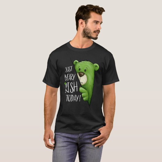 T-shirt Just Beary Irish Today St patrick d'ours Cool vert (Devant entier)