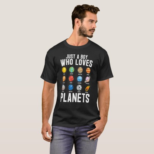 T-shirt Just Boy Who Loves Planets Solar System Space Sc (Devant entier)