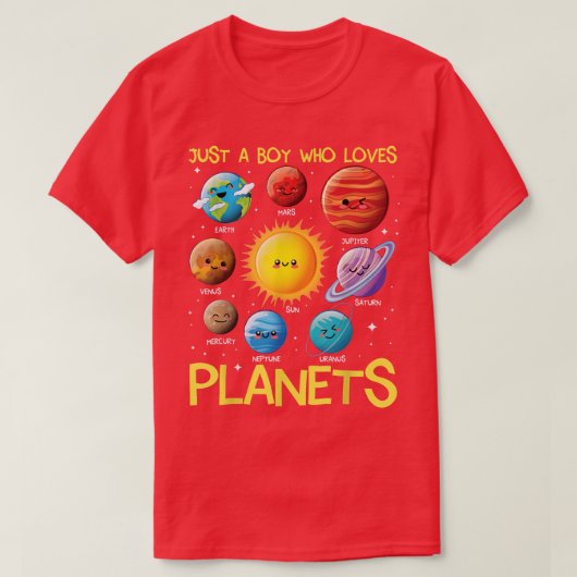 T-shirt Just Boy Who Loves Planets Solar System Space Sc (Design devant)