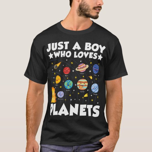 T-shirt Just Boy Who Loves Planets Solar System Space Sc (Devant)