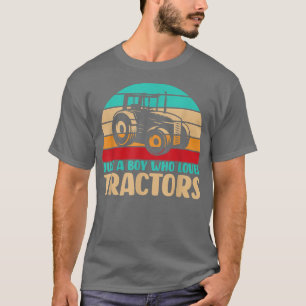T-shirt Just Boy Who Loves Tractors Farming Kid T