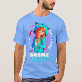 T-shirt Just Girl Love Anime Sketching Ramen Manga Otaku