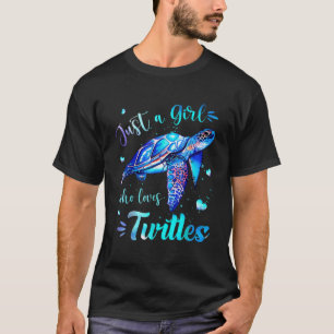 T-shirt Just Girl Love Turtles Aquarelle Mer Océan Anima