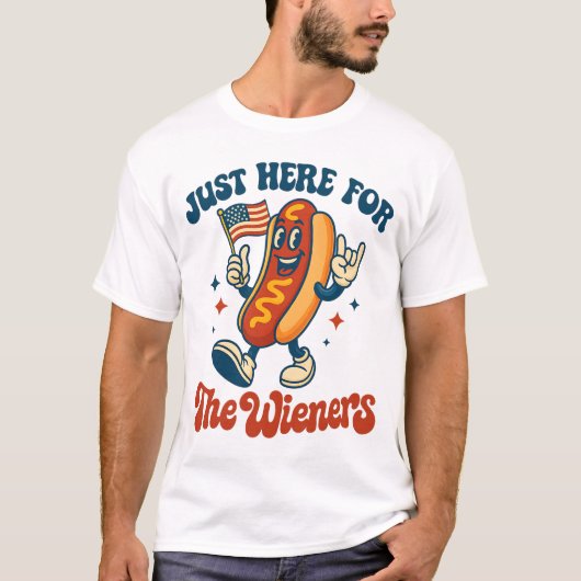 T-shirt Just Here For The Wieners Funny Hot Dog Rock (Devant)