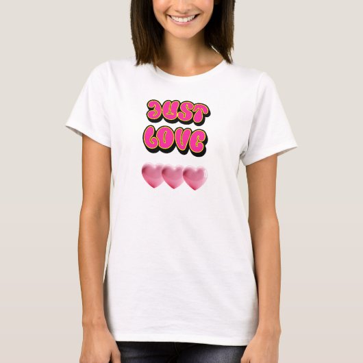 T-shirt Just Love : Y2K 2000s Heart Tee (Devant)