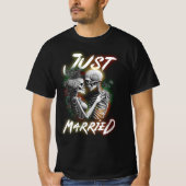 T-shirt Just Married Halloween Skeleton Bride And Groom We (Devant)