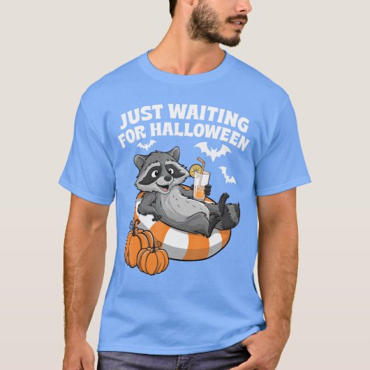 T-shirt Just Waiting For Halloween Cute Lazy Raccoon Hallo (Devant)
