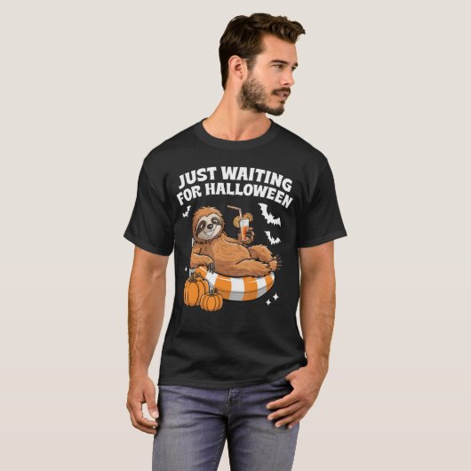 T-shirt Just Waiting For Halloween Cute Lazy Sloth Hallowe (Devant entier)