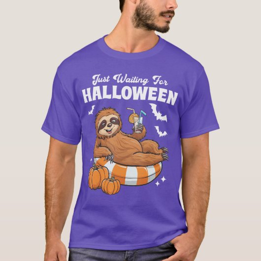 T-shirt Just Waiting For Halloween Cute Lazy Sloth Hallowe (Devant)