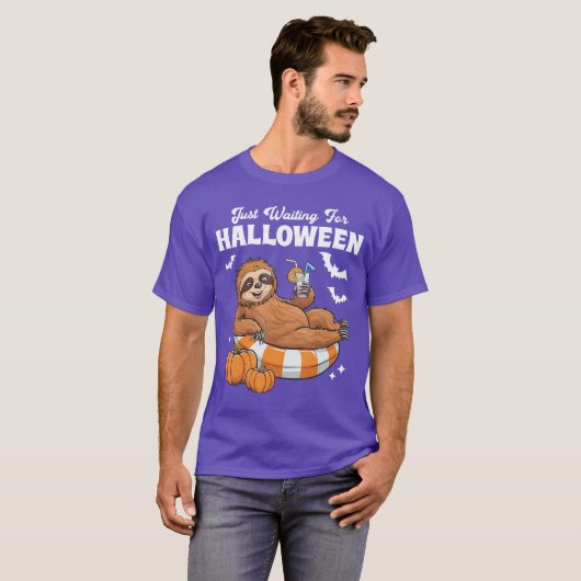 T-shirt Just Waiting For Halloween Cute Lazy Sloth Hallowe (Devant entier)