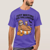 T-shirt Just Waiting For Halloween Cute Lazy Sloth Hallowe (Devant)